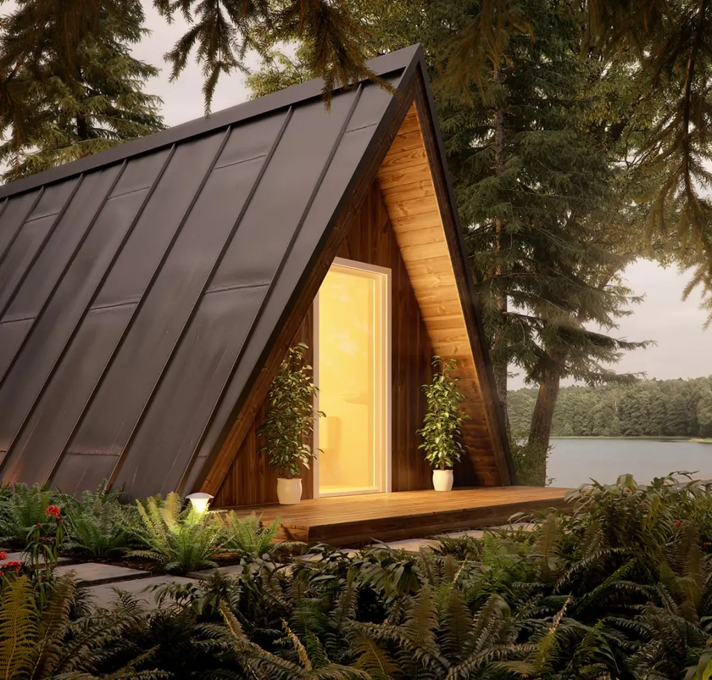 Avrame Solo series cabin in a wooded setting